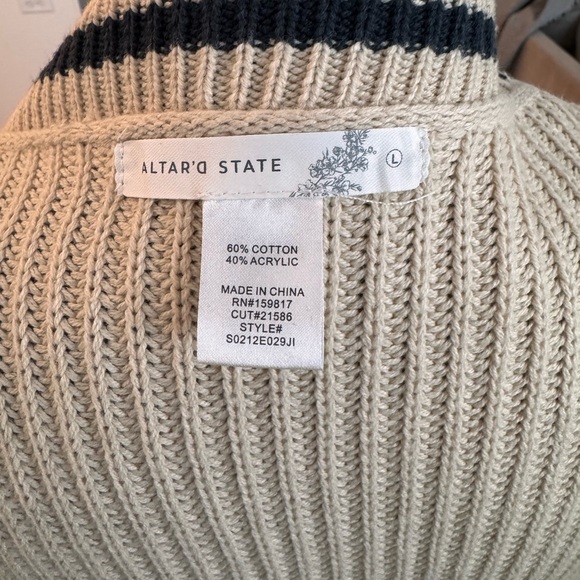 Altar'd State Folklore Cream Cardigan Sweater Cable Knit Embroidered
Stars Sz L - Picture 3 of 7